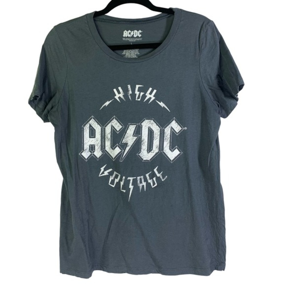 AC/DC Gray‎ & White Cotton High Voltage Graphic Short Sleeve T-Shirt